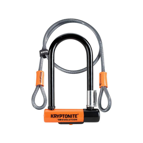 Kryptonite Evolution Mini 7 Lock with 4 Foot Cable and Flexframe Bracket Sold Secure Gold