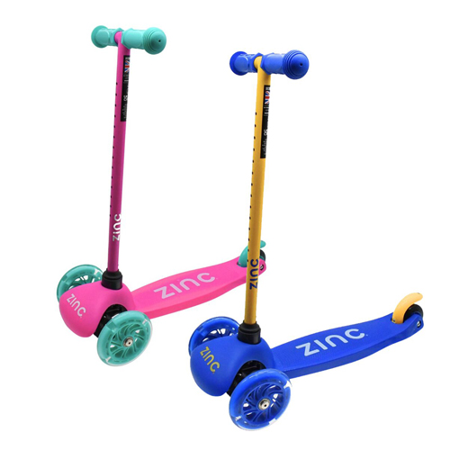 Zinc 3 Wheeled Sparkle Light Up Scooter Yellow/Blue